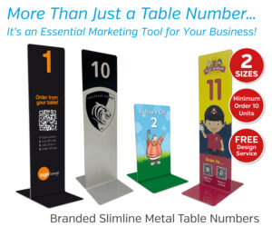branded slimline tall table numbers