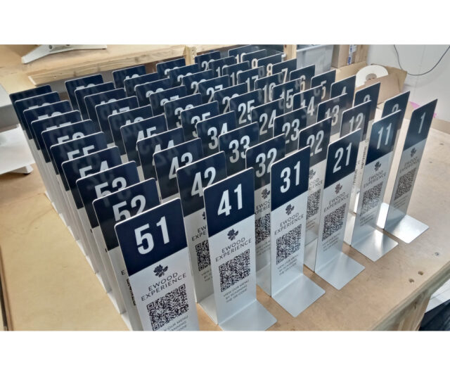branded tall table numbers qr code ewood park