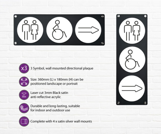 disabled 3 up directional plaque right white
