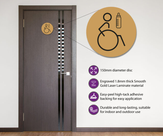 disabled baby change 150mm toilet door symbol right gold