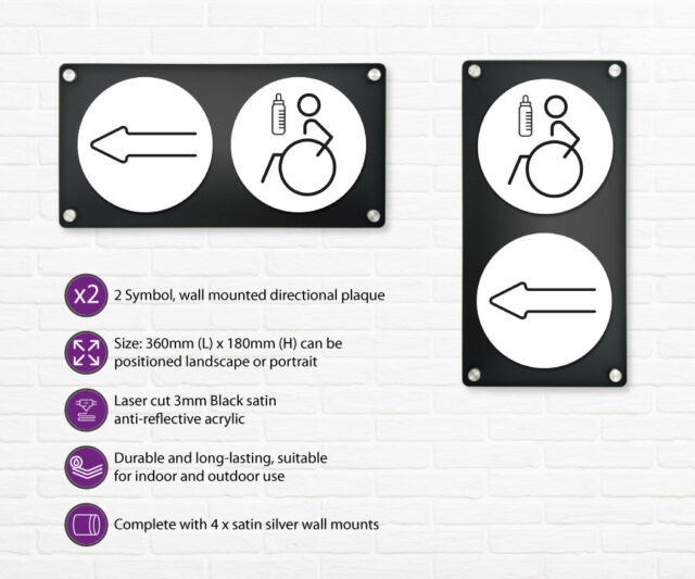 disabled baby change 2 up directional plaque left white