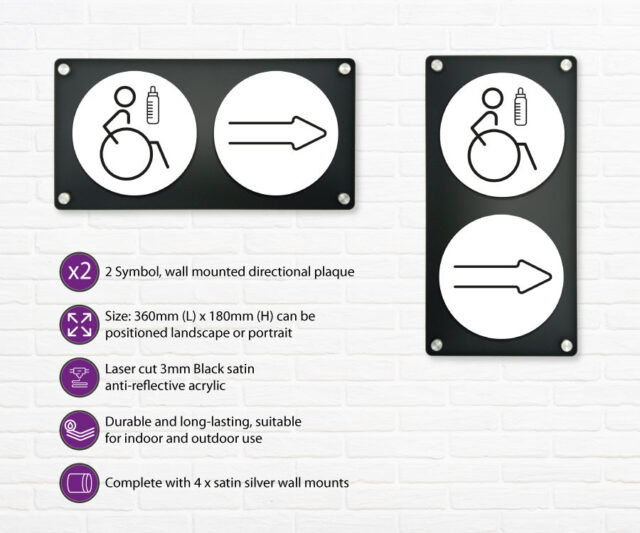 disabled baby change 2 up directional plaque right white