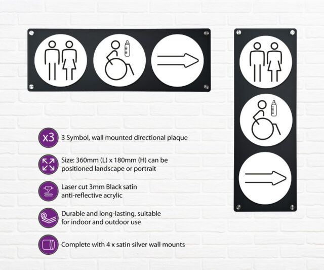 disabled baby change 3 up directional plaque right white