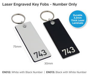 en012 en013 laser engraved key fobs number only