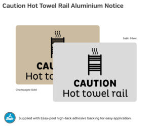 en056 en057 caution hot towel rail notice