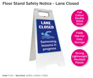 fl061 lane closed floor stand safety notice