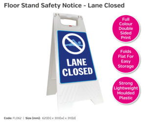 fl062 lane closed floor stand safety notice