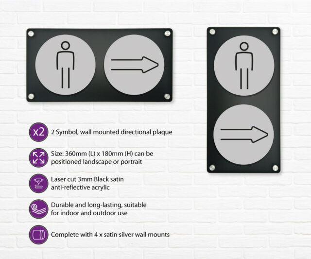 gents 2 up directional plaque silver