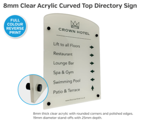 hfd01 hfd05 curved top acrylic floor directory