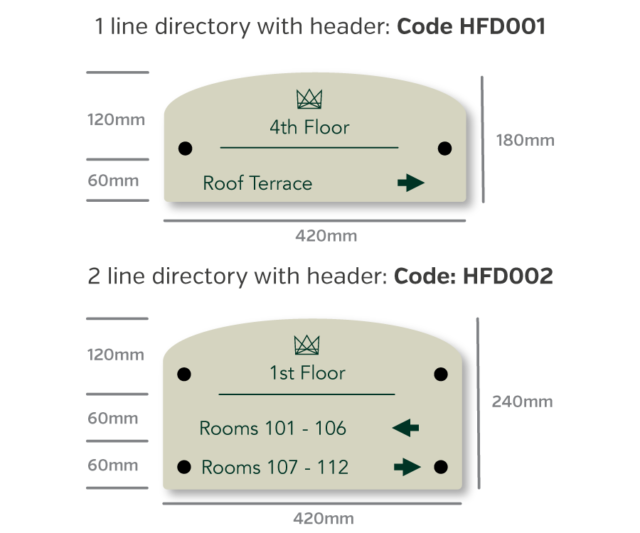 hfd01 hfd05 curved top acrylic floor directory