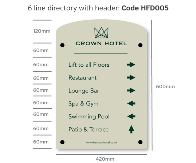 hfd01 hfd05 curved top acrylic floor directory