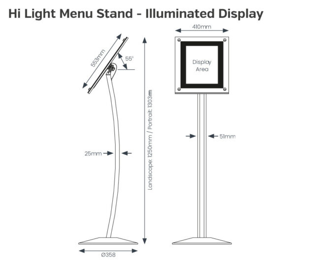 hi light menu stand