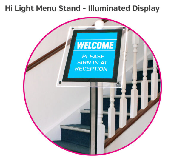 hi light menu stand