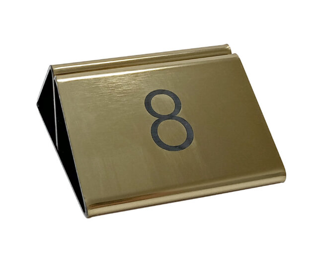 laser engraved numbered menu holder gold