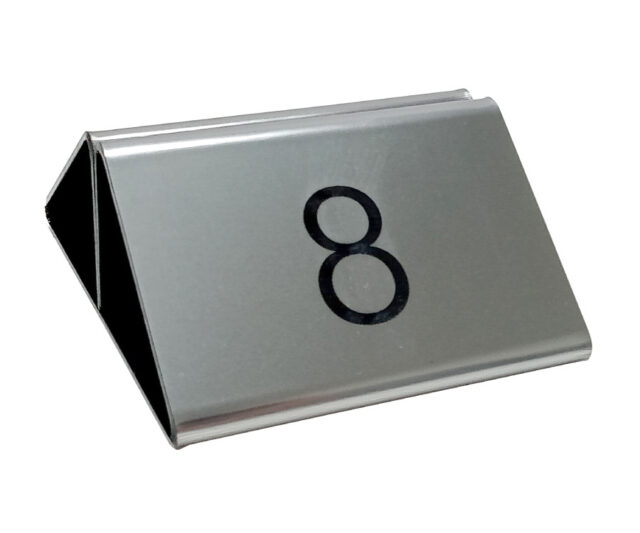 laser engraved numbered menu holder silver