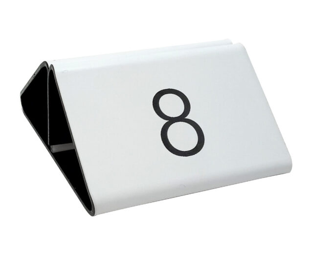 laser engraved numbered menu holder white