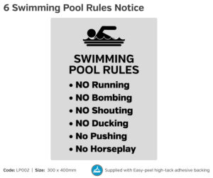 lp002 6 swimming pool rules notice