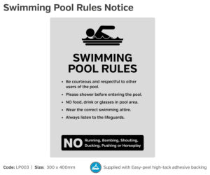 lp003 swimming pool rules notice