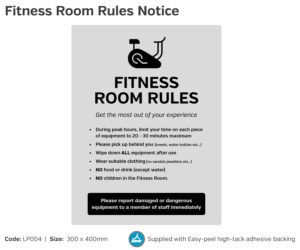 lp004 fitness room rules notice