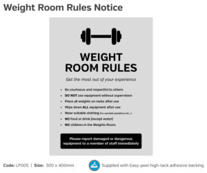 lp005 weight room rules notice
