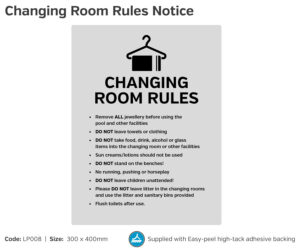 lp008 changing room rules notice