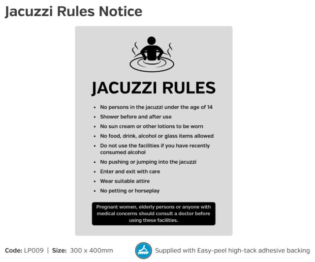 lp009 jacuzzi rules notice