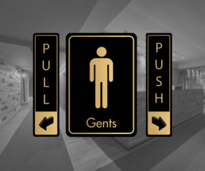 Mercury Gold on Black Door Signs