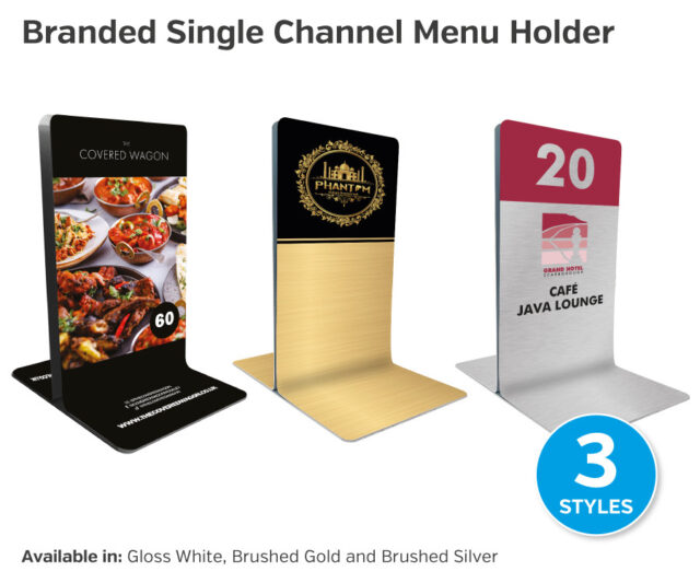 rs120br rs122br branded single channel menu holders