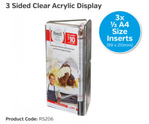 rs206 3 sided acrylic display