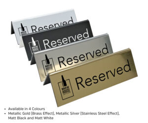 rs234 branded laser engraved reserved sign