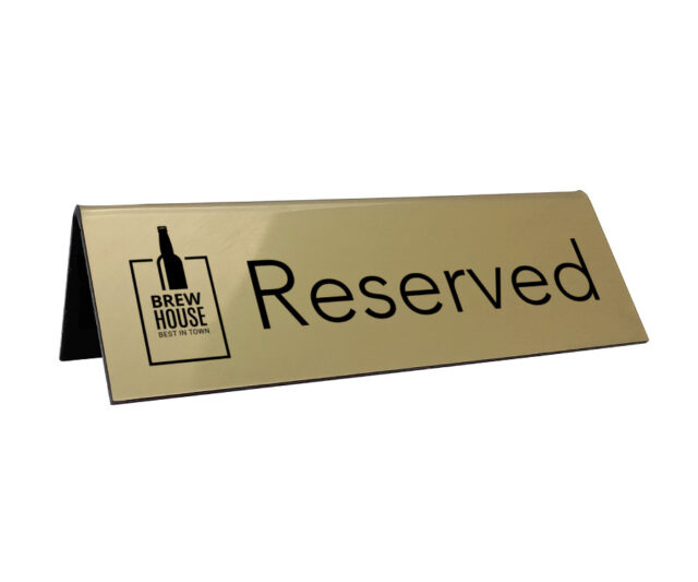 rs234 gold branded laser engraved reserved sign