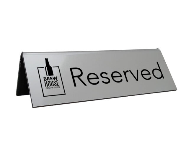 rs234 silver branded laser engraved reserved sign