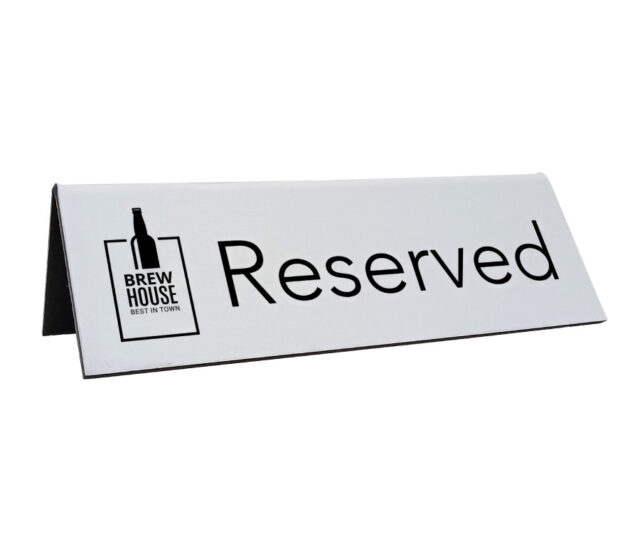 rs234 white branded laser engraved reserved sign