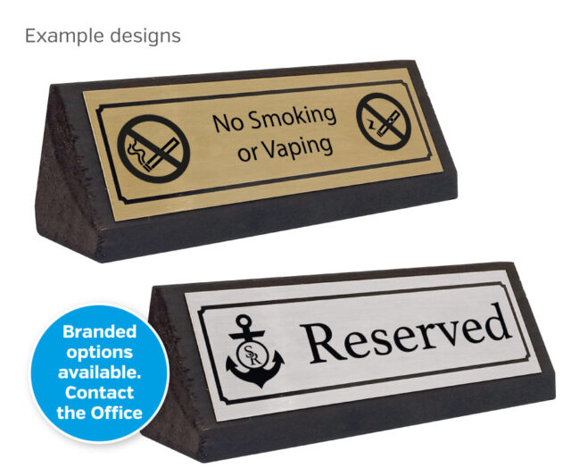 rustic wood table notices branded