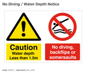 sps027 no diving water depth notice