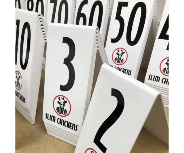 tent table number branded slim chicken