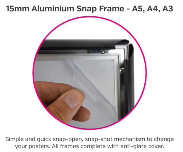 15mm satin silver snap frame