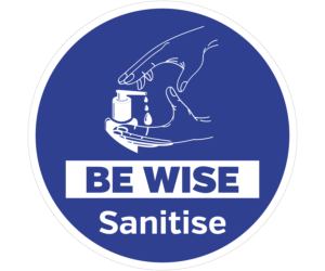 be wise sanitise floor sign