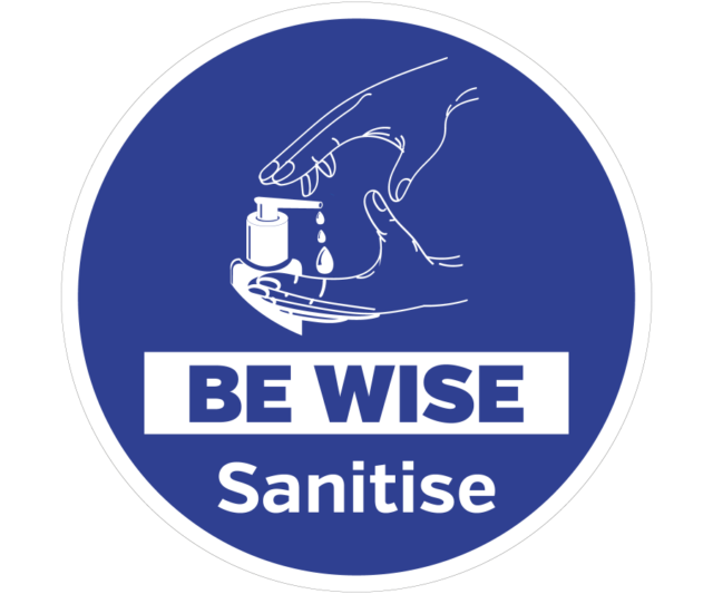 be wise sanitise floor sign