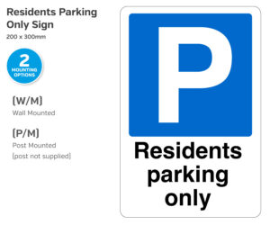 cp019-020 residents parking only 200x300