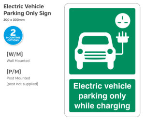 cp193-194 electric vehicles parking only 200x300