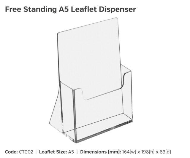 ct002 a5 freestanding leaflet dispenser