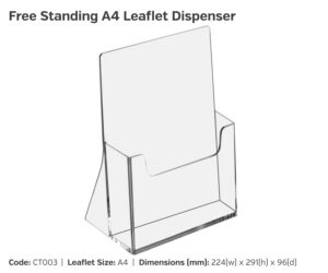 ct003 a4 freestanding leaflet dispenser
