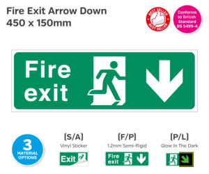 es001 fire exit arrow down