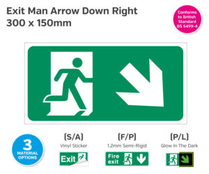 es023 exit man arrow down right