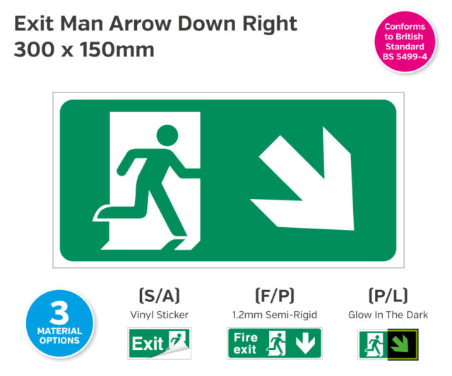 es023 exit man arrow down right