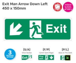 es161 exit man arrow down left