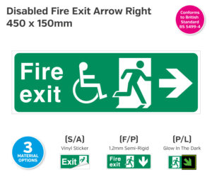 es183-184-207 disabled fire exit arrow up