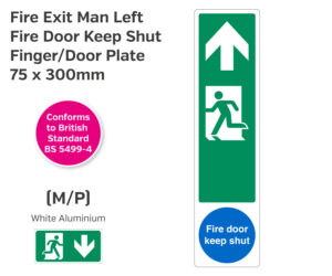 es231 fire exit man left fire door finger plate
