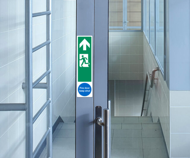 es231 fire exit man left fire door finger plate